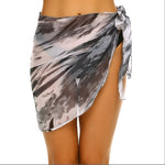 Solid Color Ruffled Lace-Up Bikini Cover Up
