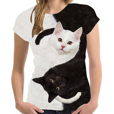 Cat Print Short Sleeve T-Shirt