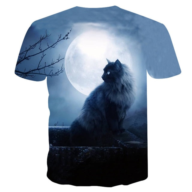 Cat Print Short Sleeve T-Shirt