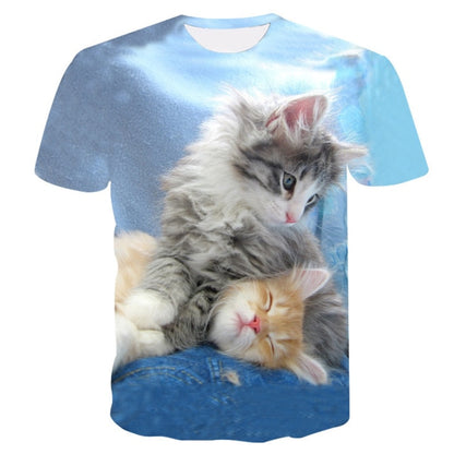 Cat Print Short Sleeve T-Shirt