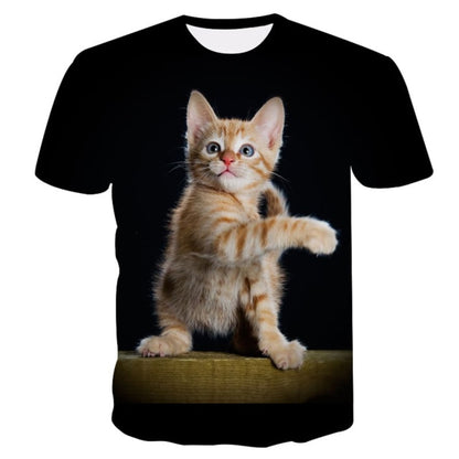 Cat Print Short Sleeve T-Shirt
