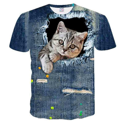 Cat Print Short Sleeve T-Shirt