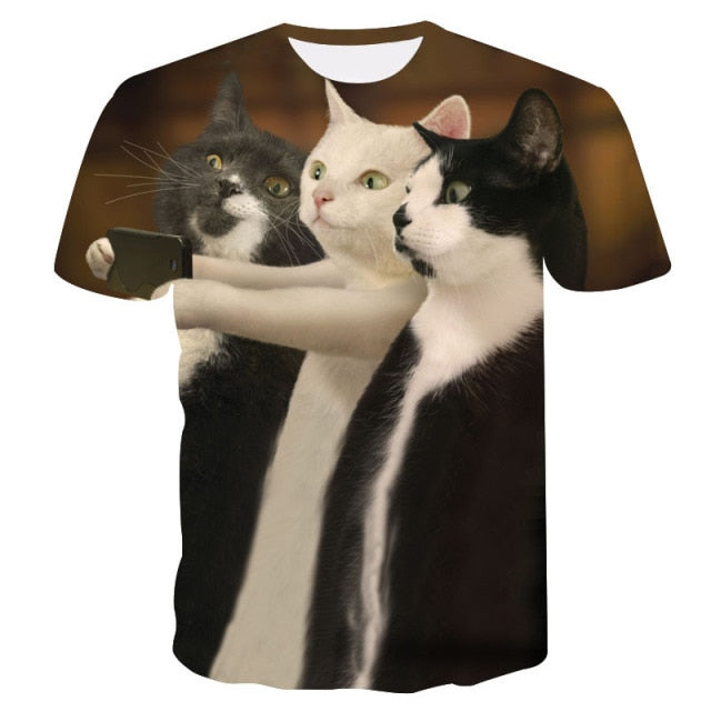 Cat Print Short Sleeve T-Shirt