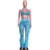 Multicolor Transparent Mesh Design Bikini Pants Set