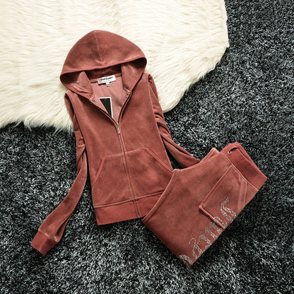 Fashion Brand Velvet Velour Tracksuit