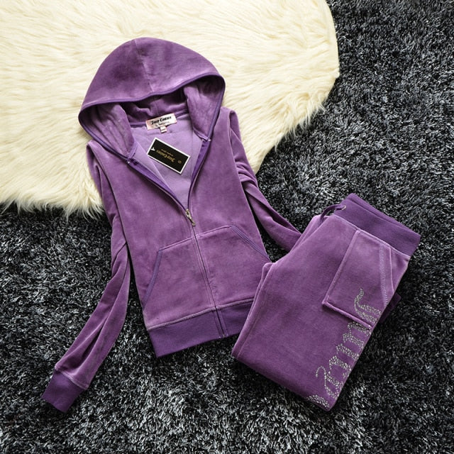 Fashion Brand Velvet Velour Tracksuit