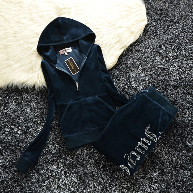 Fashion Brand Velvet Velour Tracksuit