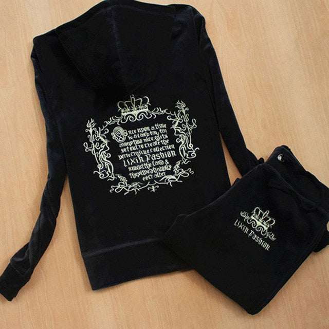 Fashion Brand Velvet Velour Tracksuit