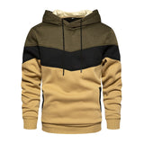 Men's Patchwork Hooded Sweatshirt Hoodies Clothing  Warm Streetwear Male