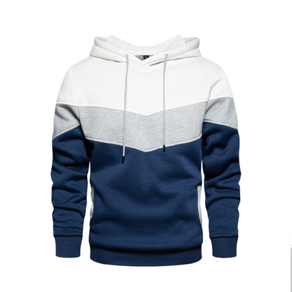 Men's Patchwork Hooded Sweatshirt Hoodies Clothing  Warm Streetwear Male