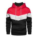 Men's Patchwork Hooded Sweatshirt Hoodies Clothing  Warm Streetwear Male