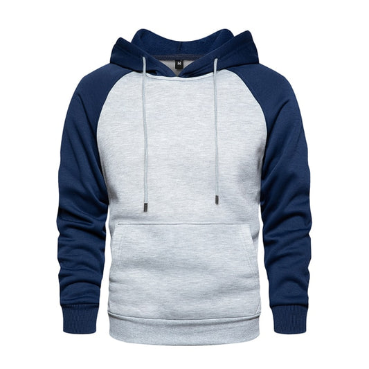 Men's Patchwork Hooded Sweatshirt Hoodies Clothing  Warm Streetwear Male