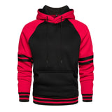 Men's Patchwork Hooded Sweatshirt Hoodies Clothing  Warm Streetwear Male