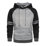 Men's Patchwork Hooded Sweatshirt Hoodies Clothing  Warm Streetwear Male