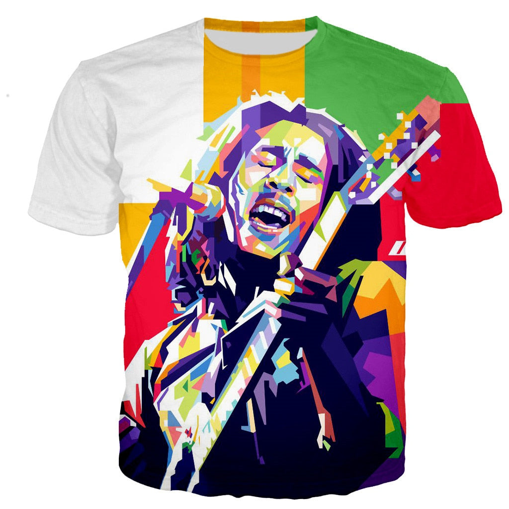 3-D Bob Marley Printed T-Shirt