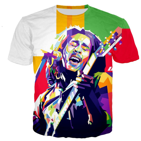 3-D Bob Marley Printed T-Shirt