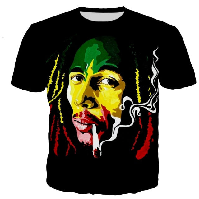 3-D Bob Marley Printed T-Shirt