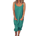 Casual Loose Solid Strap Jumpsuit