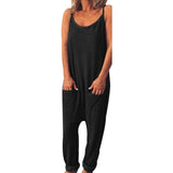 Casual Loose Solid Strap Jumpsuit