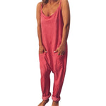 Casual Loose Solid Strap Jumpsuit