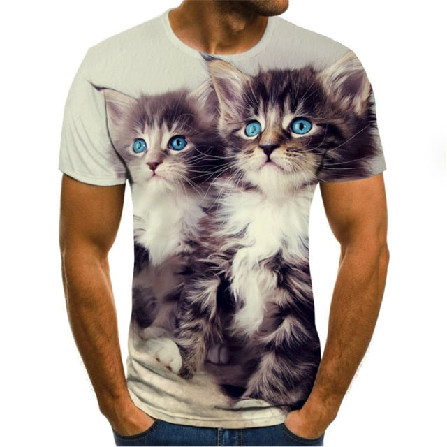 Cat Print Short Sleeve T-Shirt