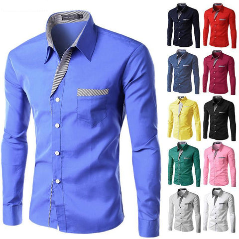 Solid Color Long Sleeve Business Shirt