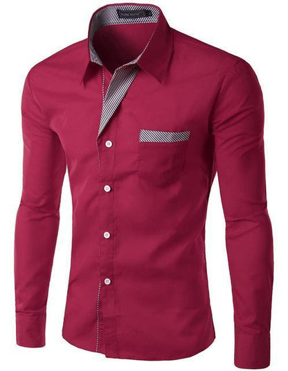 Solid Color Long Sleeve Business Shirt