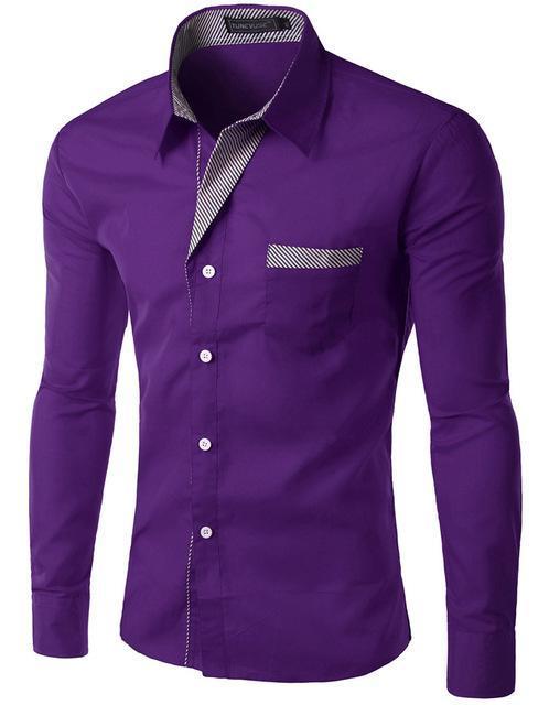 Solid Color Long Sleeve Business Shirt
