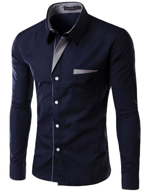 Solid Color Long Sleeve Business Shirt