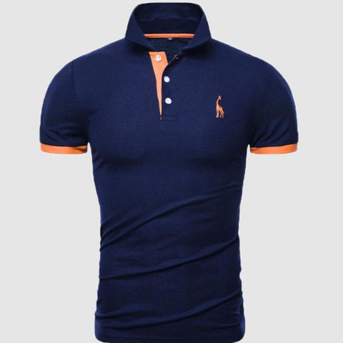 Cotton Polos Men Embroidery Polo Giraffe Shirt Men Casual Patchwork polo t shirt