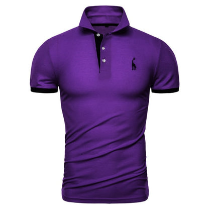 Cotton Polos Men Embroidery Polo Giraffe Shirt Men Casual Patchwork polo t shirt