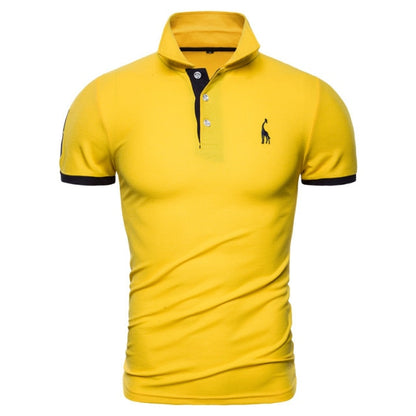 Cotton Polos Men Embroidery Polo Giraffe Shirt Men Casual Patchwork polo t shirt