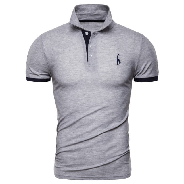 Cotton Polos Men Embroidery Polo Giraffe Shirt Men Casual Patchwork polo t shirt