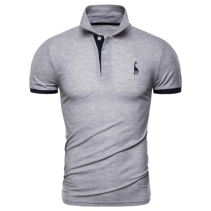 Cotton Polos Men Embroidery Polo Giraffe Shirt Men Casual Patchwork polo t shirt