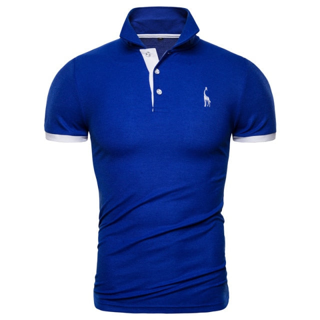 Cotton Polos Men Embroidery Polo Giraffe Shirt Men Casual Patchwork polo t shirt