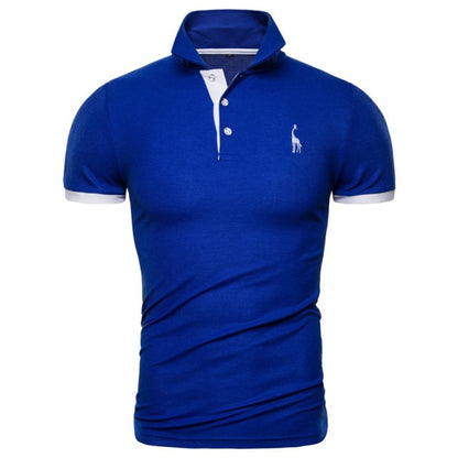 Cotton Polos Men Embroidery Polo Giraffe Shirt Men Casual Patchwork polo t shirt