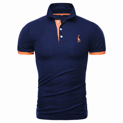 Cotton Polos Men Embroidery Polo Giraffe Shirt Men Casual Patchwork polo t shirt