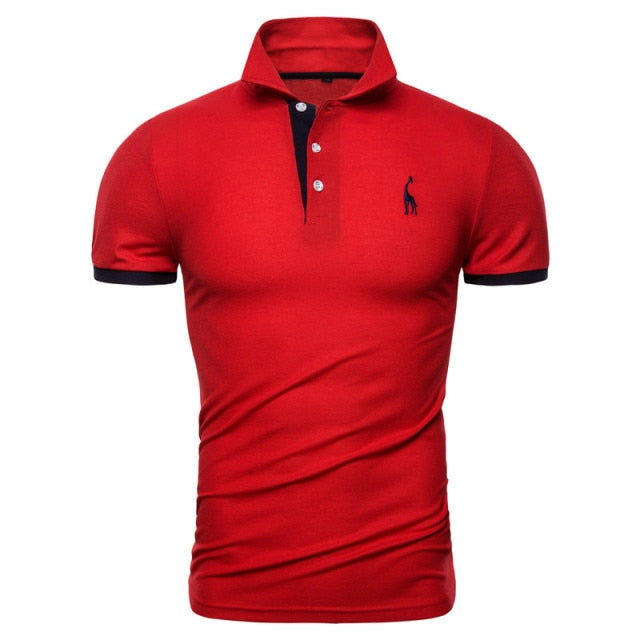 Cotton Polos Men Embroidery Polo Giraffe Shirt Men Casual Patchwork polo t shirt