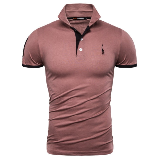 Cotton Polos Men Embroidery Polo Giraffe Shirt Men Casual Patchwork polo t shirt