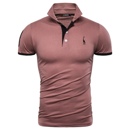 Cotton Polos Men Embroidery Polo Giraffe Shirt Men Casual Patchwork polo t shirt