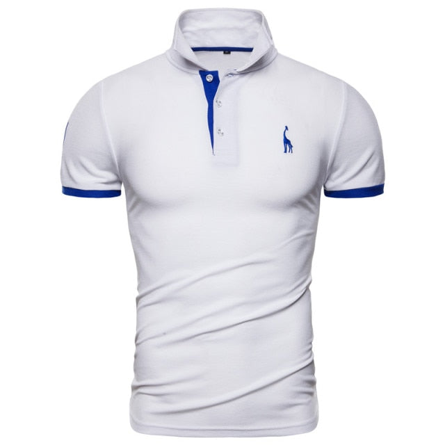 Cotton Polos Men Embroidery Polo Giraffe Shirt Men Casual Patchwork polo t shirt
