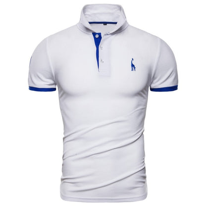 Cotton Polos Men Embroidery Polo Giraffe Shirt Men Casual Patchwork polo t shirt