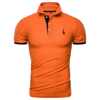 Cotton Polos Men Embroidery Polo Giraffe Shirt Men Casual Patchwork polo t shirt