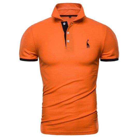 Cotton Polos Men Embroidery Polo Giraffe Shirt Men Casual Patchwork polo t shirt
