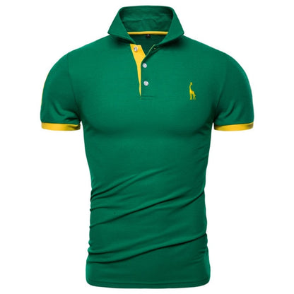 Cotton Polos Men Embroidery Polo Giraffe Shirt Men Casual Patchwork polo t shirt