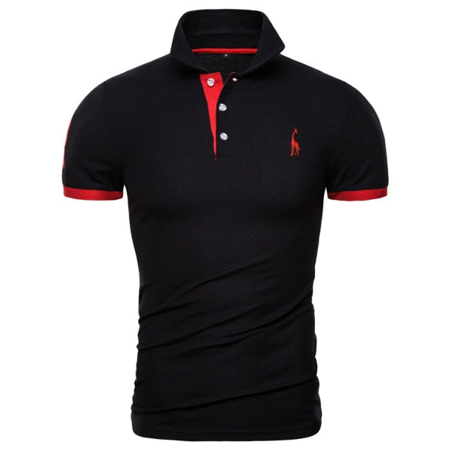 Cotton Polos Men Embroidery Polo Giraffe Shirt Men Casual Patchwork polo t shirt