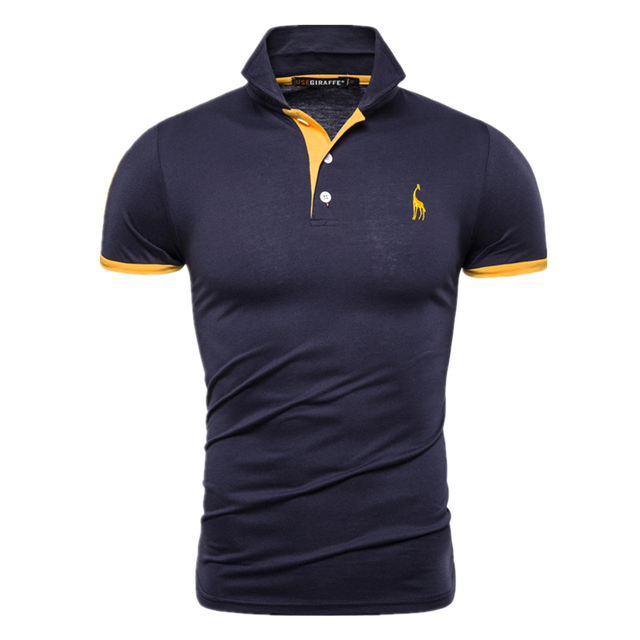 Cotton Polos Men Embroidery Polo Giraffe Shirt Men Casual Patchwork polo t shirt