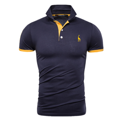 Cotton Polos Men Embroidery Polo Giraffe Shirt Men Casual Patchwork polo t shirt