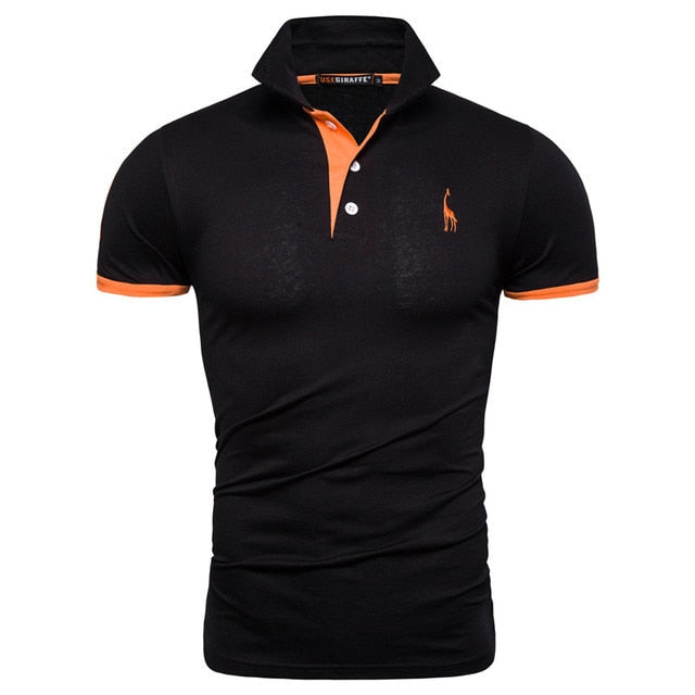 Cotton Polos Men Embroidery Polo Giraffe Shirt Men Casual Patchwork polo t shirt