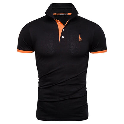 Cotton Polos Men Embroidery Polo Giraffe Shirt Men Casual Patchwork polo t shirt